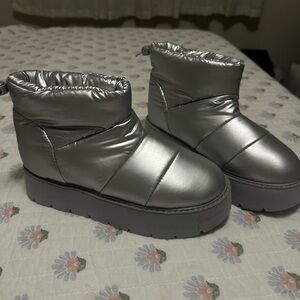 Portland Boot Co- Silver Puffer Ankle Boots